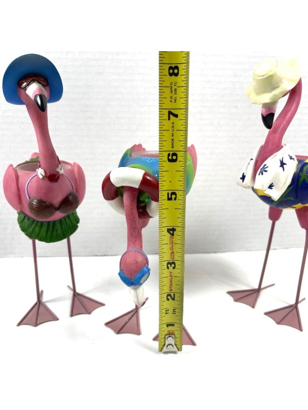 Vintage Lot Tropical Flamingo Family Set Anthropomorphic Tea Light Candle Holder - Picture 9 of 15